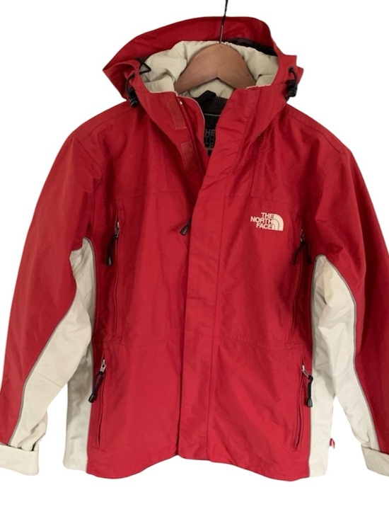 The North Face Jackets & Blazers - The North Face HyVent Hooded Rain Jacket Red White Waterproof Women XS